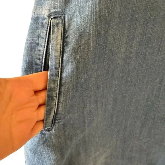 Anthropologie Cloth & Stone Roll Table Sleeve Mini Dress Collared Denim S # 1905 - Picture 4 of 13